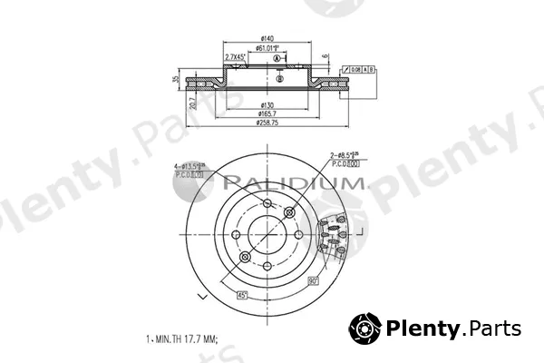 ASHUKI by Palidium P330-009 — Brake Disc