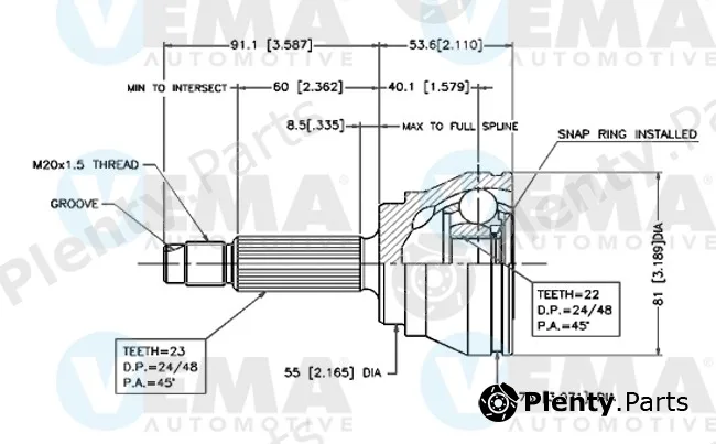 Vema 18210 — Joint Kit, drive shaft