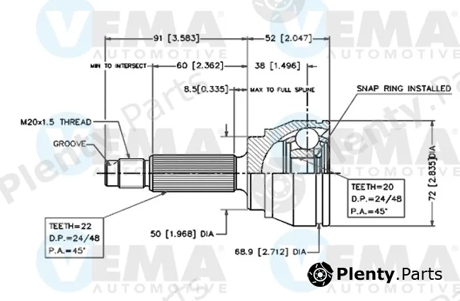 Vema 18212 — Joint Kit, drive shaft