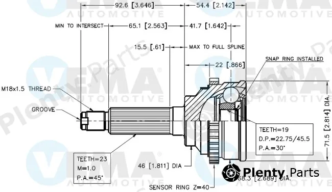 Vema 18749 — Joint Kit, drive shaft