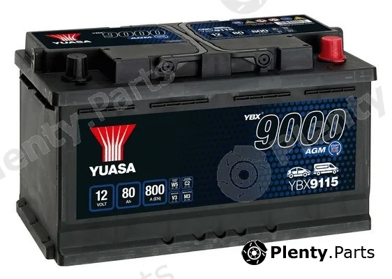 Yuasa YBX9115 — Starter Battery YBX9000 AGM Start Stop Plus Batteries