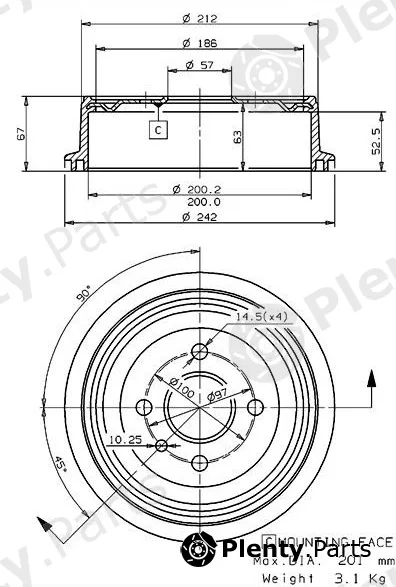 Villar 627.0032 — Brake Drum