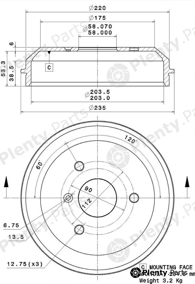 Villar 627.0298 — Brake Drum