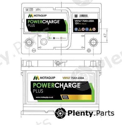 Motaquip VBY67 — Starter Battery Powercharge Plus