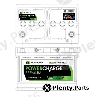 Motaquip VBZA96 — Starter Battery Powercharge Premium AGM