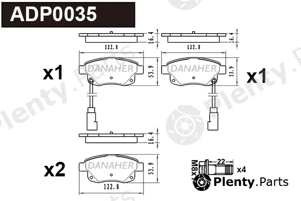Danaher ADP0035 — Brake Pad Set, disc brake