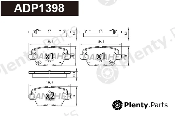 Danaher ADP1398 — Brake Pad Set, disc brake