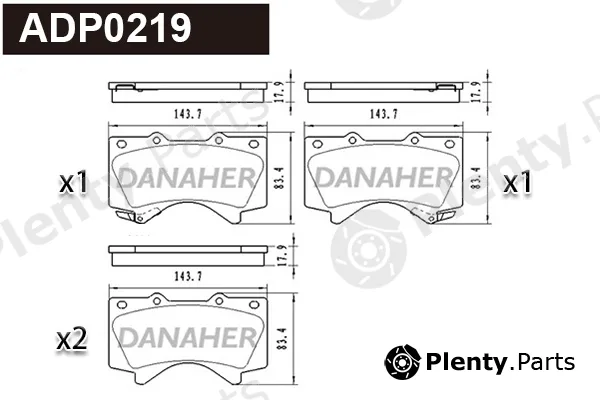 Danaher ADP0219 — Brake Pad Set, disc brake