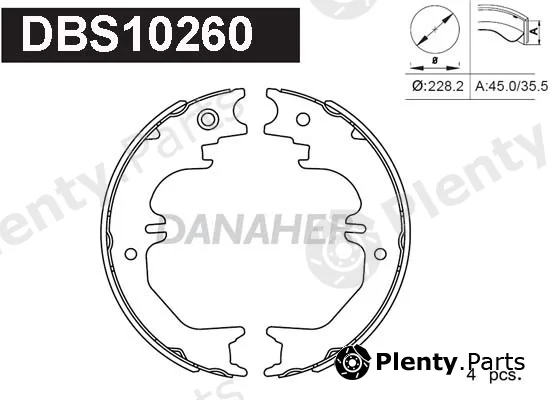 Danaher DBS10260 — Brake Shoe Set, parking brake