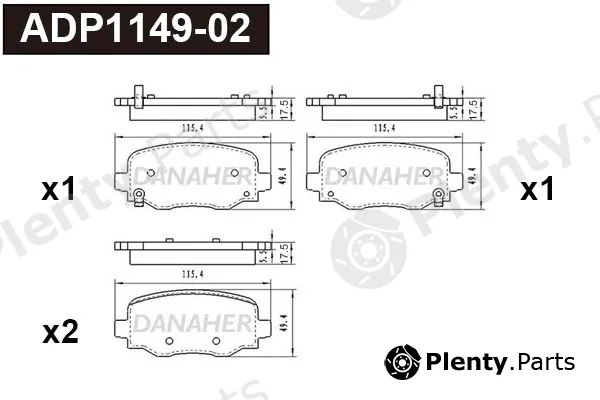 Danaher ADP1149-02 — Brake Pad Set, disc brake