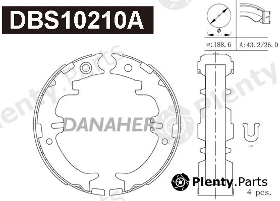 Danaher DBS10210A — Brake Shoe Set, parking brake
