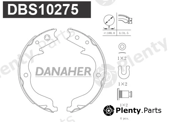 Danaher DBS10275 — Brake Shoe Set, parking brake