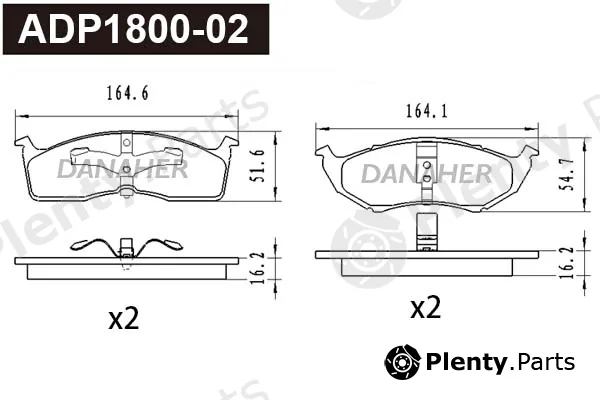 Danaher ADP1800-02 — Brake Pad Set, disc brake