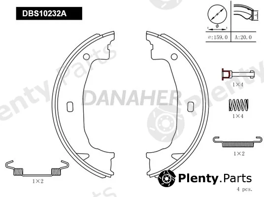 Danaher DBS10232A — Brake Shoe Set, parking brake