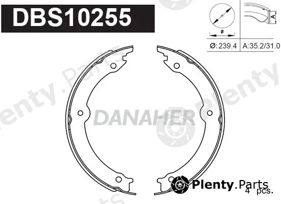 Danaher DBS10255 — Brake Shoe Set, parking brake
