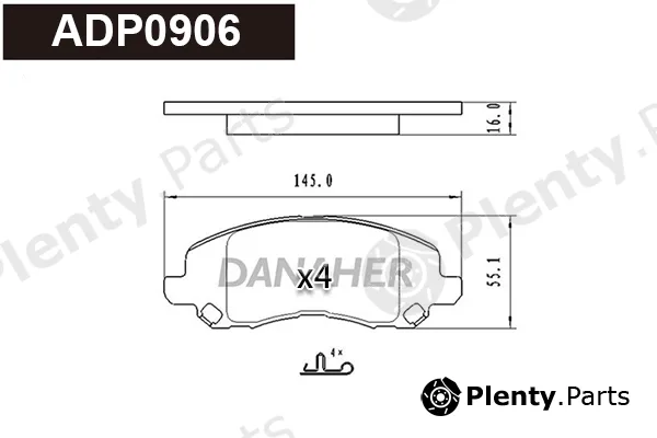 Danaher ADP0906 — Brake Pad Set, disc brake