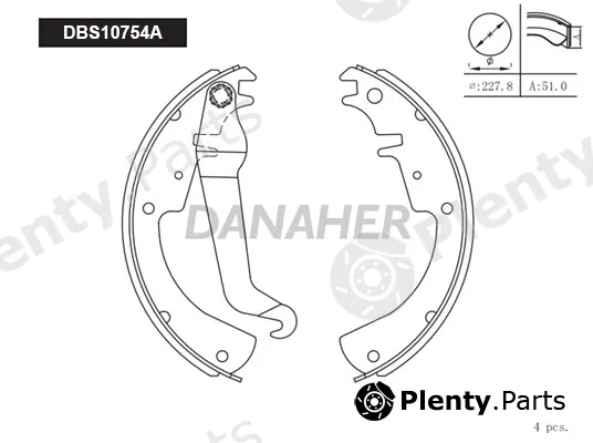 Danaher DBS10754A — Brake Shoe Set