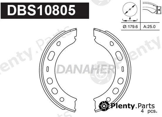 Danaher DBS10805 — Brake Shoe Set, parking brake