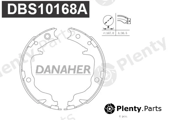 Danaher DBS10168A — Brake Shoe Set, parking brake