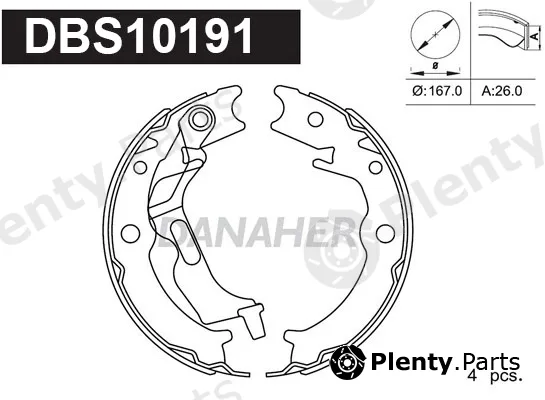 Danaher DBS10191 — Brake Shoe Set, parking brake