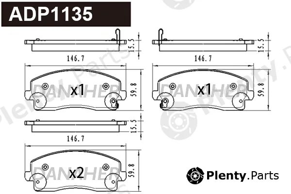 Danaher ADP1135 — Brake Pad Set, disc brake