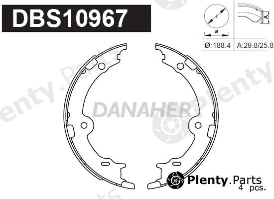 Danaher DBS10967 — Brake Shoe Set, parking brake