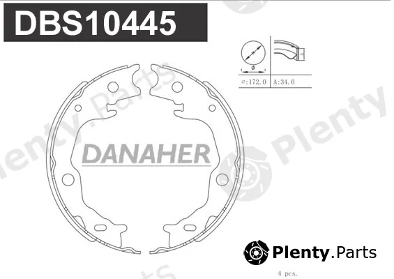 Danaher DBS10445 — Brake Shoe Set, parking brake