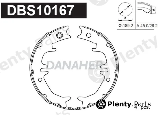 Danaher DBS10167 — Brake Shoe Set, parking brake