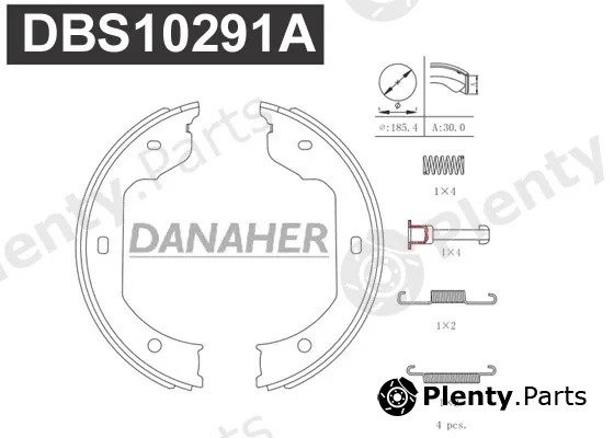 Danaher DBS10291A — Brake Shoe Set, parking brake