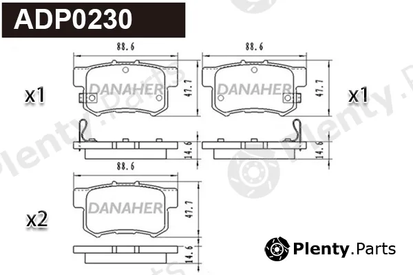 Danaher ADP0230 — Brake Pad Set, disc brake
