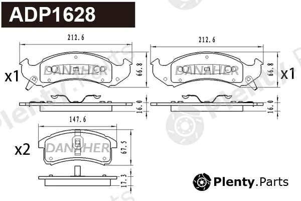 Danaher ADP1628 — Brake Pad Set, disc brake