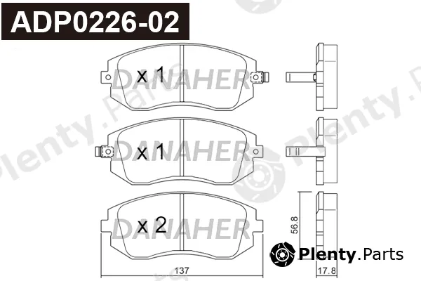 Danaher ADP0226-02 — Brake Pad Set, disc brake