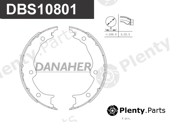 Danaher DBS10801 — Brake Shoe Set, parking brake