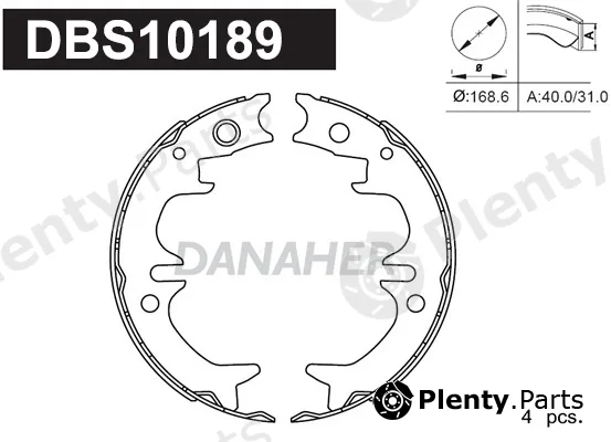 Danaher DBS10189 — Brake Shoe Set, parking brake