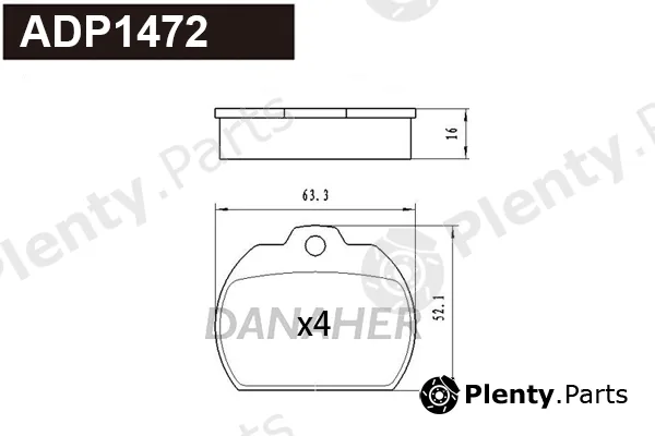 Danaher ADP1472 — Brake Pad Set, disc brake
