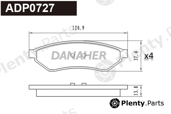 Danaher ADP0727 — Brake Pad Set, disc brake