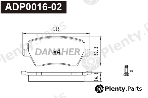 Danaher ADP0016-02 — Brake Pad Set, disc brake