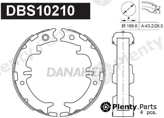 Danaher DBS10210 — Brake Shoe Set, parking brake