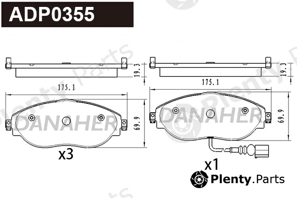 Danaher ADP0355 — Brake Pad Set, disc brake