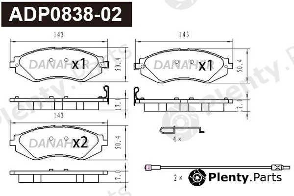 Danaher ADP0838-02 — Brake Pad Set, disc brake