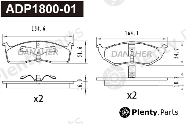 Danaher ADP1800-01 — Brake Pad Set, disc brake
