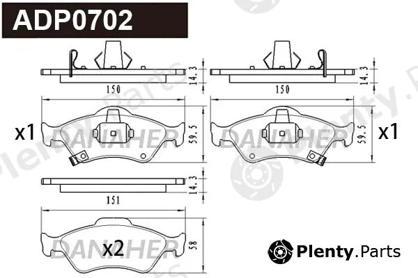 Danaher ADP0702 — Brake Pad Set, disc brake