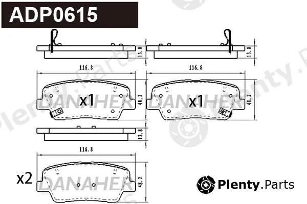 Danaher ADP0615 — Brake Pad Set, disc brake
