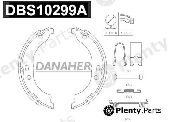 Danaher DBS10299A — Brake Shoe Set, parking brake