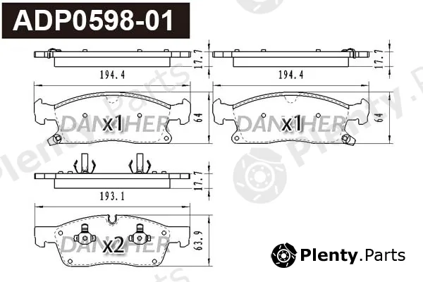 Danaher ADP0598-01 — Brake Pad Set, disc brake