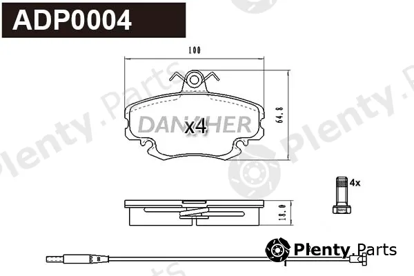 Danaher ADP0004 — Brake Pad Set, disc brake