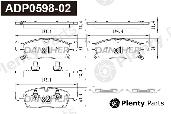 Danaher ADP0598-02 — Brake Pad Set, disc brake