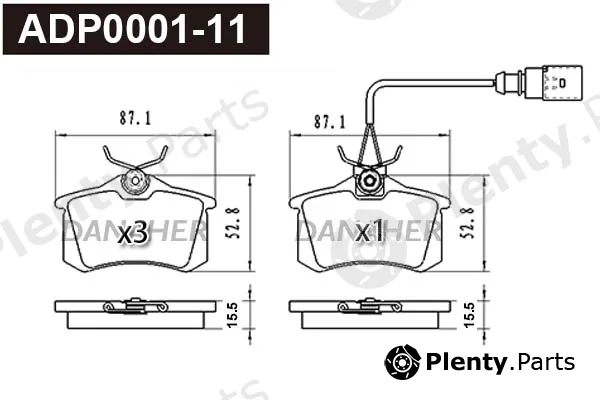 Danaher ADP0001-11 — Brake Pad Set, disc brake
