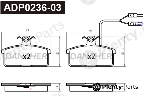 Danaher ADP0236-03 — Brake Pad Set, disc brake