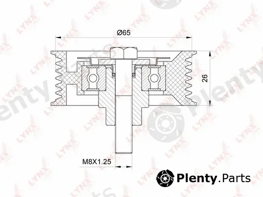 LYNXauto PB-7158 — Deflection/Guide Pulley, V-ribbed belt